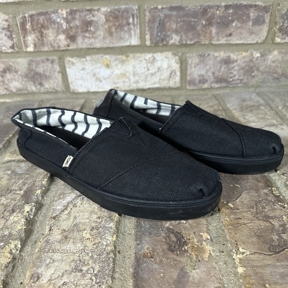 Tom's Travel Lite Slip-On Canvas Cupsole Sneakers Black Heritage Size Woman 9.5